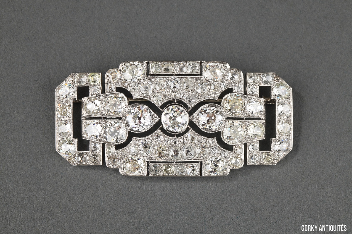 Afrekenen schoner Zorg CHAUMET – Broche en platine, diamants – Vers 1930 Art Deco