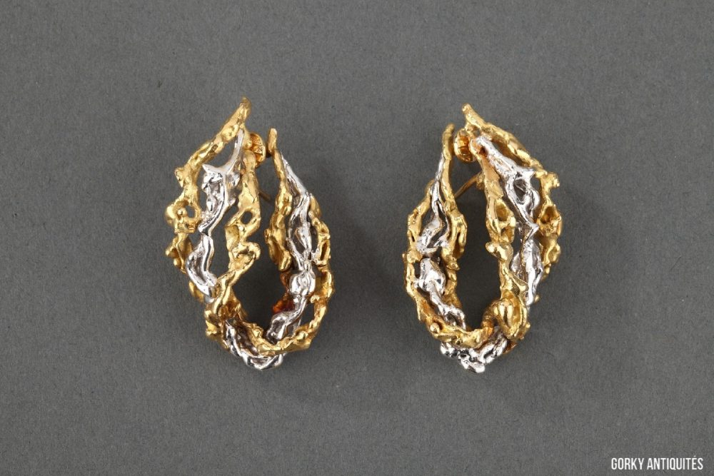 Parure De Bijoux Vintage : Sautoir Long Et Boucles D'oreilles Clips - Métal Doré - Ref G156 - Occasion